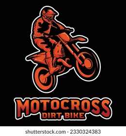 Motorbike Logo, Motocross Orange and Black Vintage Emblem