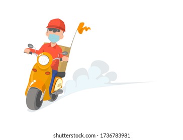 motorbike man delivery flat design isolate white background