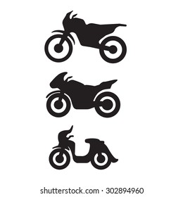 motorbike motorcycle symbols in black silhouette