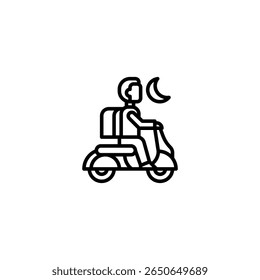 ícone e ilustração do contorno da noite da motocicleta