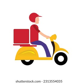 motorbike package delivery vector, flat coloring, vector illustration