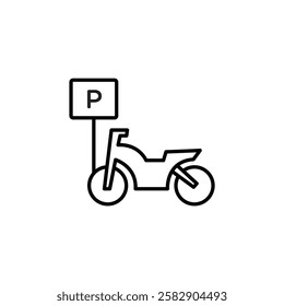 motorbike parking icon Flat fill set collection