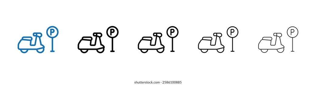 motorbike parking icon Outline vector logo for web ui