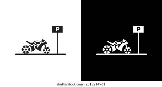 motorbike parking icon Thin line flat illustration