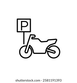 motorbike parking icon Thin line art isolated