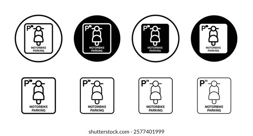 motorbike parking icon Vector logo set flat