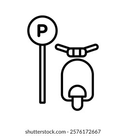 motorbike parking icon vector outline logo sign