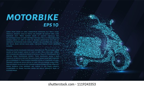 The motorbike of the particles. The motorbike breaks down into small circles and dots