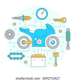 Motorbike parts vector illustration design