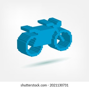 motorbike pixel symbol sign vector logo isolated 3d