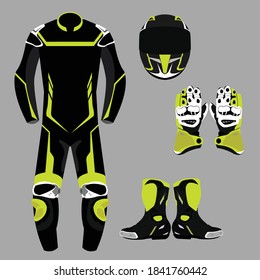 Motorbike racing equipment to be safe while driving and protect ourselves in the event of an impact when falling from a motorbike