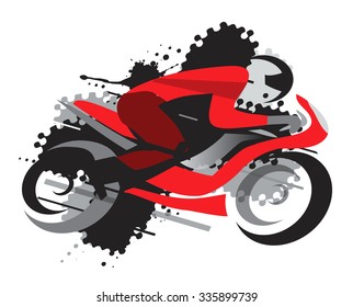  Motorbike racing.
Motorcycle competitor on the grunge background. Vector available.
