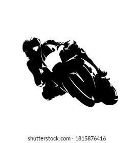 Motorbike racing, road motorcycle isolated vector illustration. Ink drawing, front view. Extreme motor sport