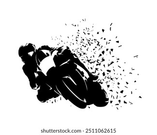 Motorbike racing, road motorcycle isolated vector illustration. Ink drawing, front view. Extreme motor sport