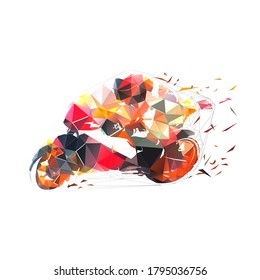 Motorbike racing, road motorcycle low polygonal isolated vector illustration. geometric drawing, side view. Extreme motor sport