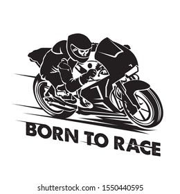 Motorbike racing vector illustration logo design, good for t shirt design and Team racing logo