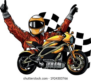 Motorbike rider with face flag vector illustration