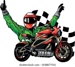 Motorbike rider with face flag vector illustration