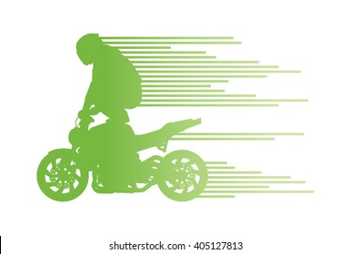 Motorbike rider vector background trick stunt illustration concept made of stripes