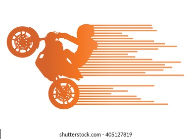 Motorbike rider vector background trick stunt illustration concept made of stripes