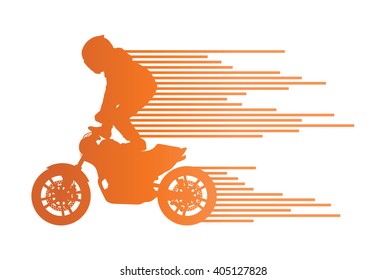 Motorbike rider vector background trick stunt illustration concept made of stripes