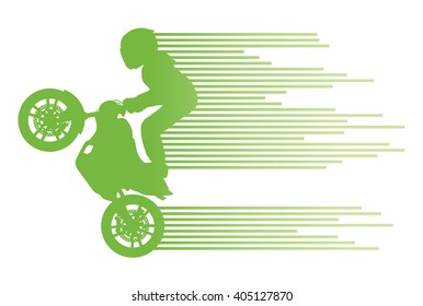 Motorbike rider vector background trick stunt illustration concept made of stripes