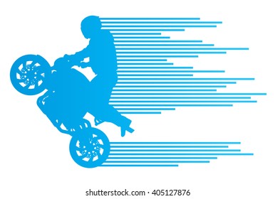 Motorbike rider vector background trick stunt illustration concept made of stripes