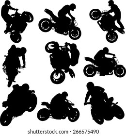 motorbike riders and motorcycles silhouettes -vector