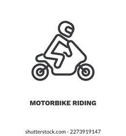 motorbike riding icon. Thin line motorbike riding icon from sport and game collection. Outline vector isolated on white background. Editable motorbike riding symbol can be used web and mobile