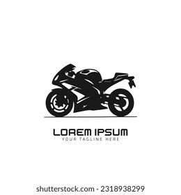 Motorbike, road cyclist on his bike, isolated vector silhouette