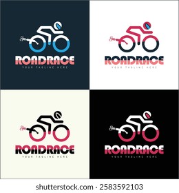 Motorbike road race racing team logo set template design