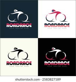 Motorbike road race racing team logo set template design