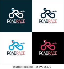 motorbike road race team logo set template design
