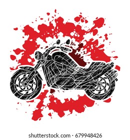 Motorbike side view designed on splatter ink background graphic vector