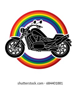 Motorbike side view designed on rainbows background graphic vector