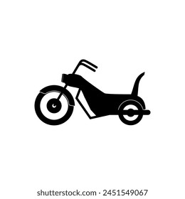 Motorbike side view isolated on white background black and white vector illustration.