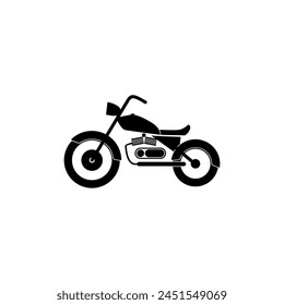 Motorbike side view isolated on white background black and white vector illustration.