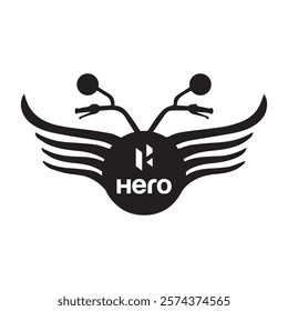 motorbike silhouette black and white brand logo