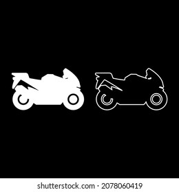 Motorbike silhouette motorcycle sport bike icon white color vector illustration flat style simple image set
