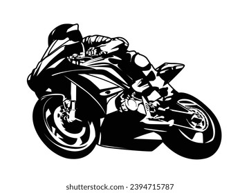 Motorbike silhouette vector art black and white style