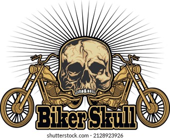 motorbike with skull, grunge vintage design t shirts