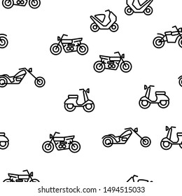 Motorbike Speed Seamless Pattern Vector. Contour Illustration