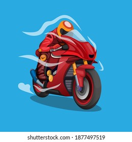 motorbike speeding with aerodynamic airflow symbol concept illustration in cartoon vector