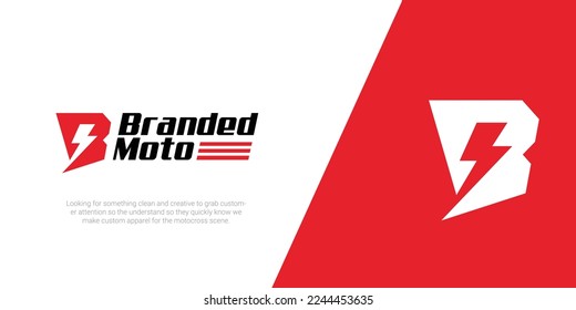 Motorbike Sport logo or B Motor Race Vector Design
