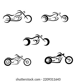 Ilustración del diseño del símbolo de la motocicleta sobre fondo blanco