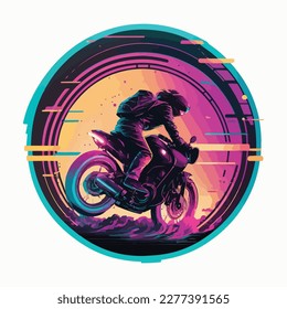 motorbike synthwave cyber punk silhouette