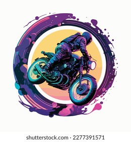 motorbike synthwave cyber punk silhouette
