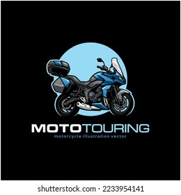 motorbike with touring side box illustration logo vector