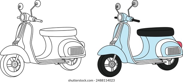 Motorbike, transportation, vehicle, outline coloring page for kids 