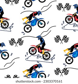 Motorbike truck  cartoon pattern design .motorcycle extreme pattern for kids clothing, printing, fabric ,cover.motorcycle extreme dirty seamless pattern.